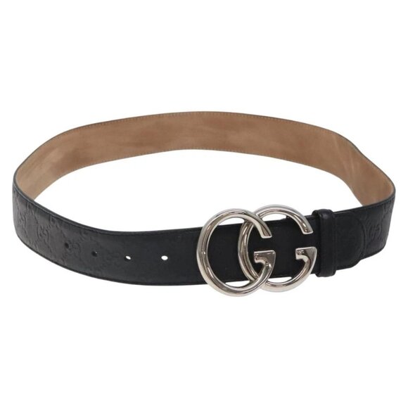 GUCCI GG Canvas Guccissima Belt Leather 37.8"" Black 259982 Auth hk2654 - Picture 1 of 10